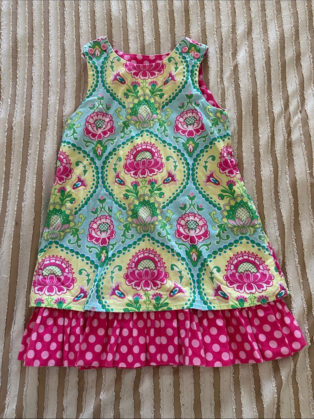 Bailey boys reversible dress with Christmas tree  and floral design